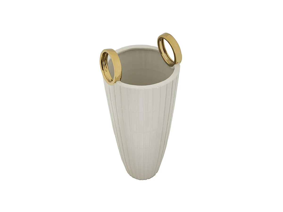 Vase Design en Céramique "Shopping" 45cm Blanc