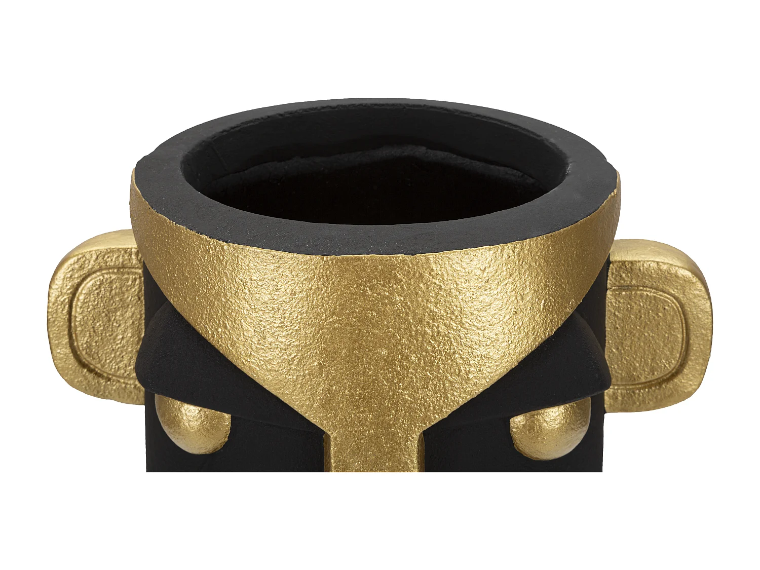 Vase Design Visage "Tribal" 40cm Noir & Or