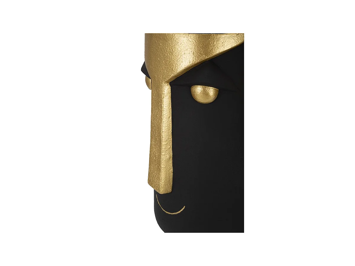 Vase Design Visage "Tribal" 40cm Noir & Or