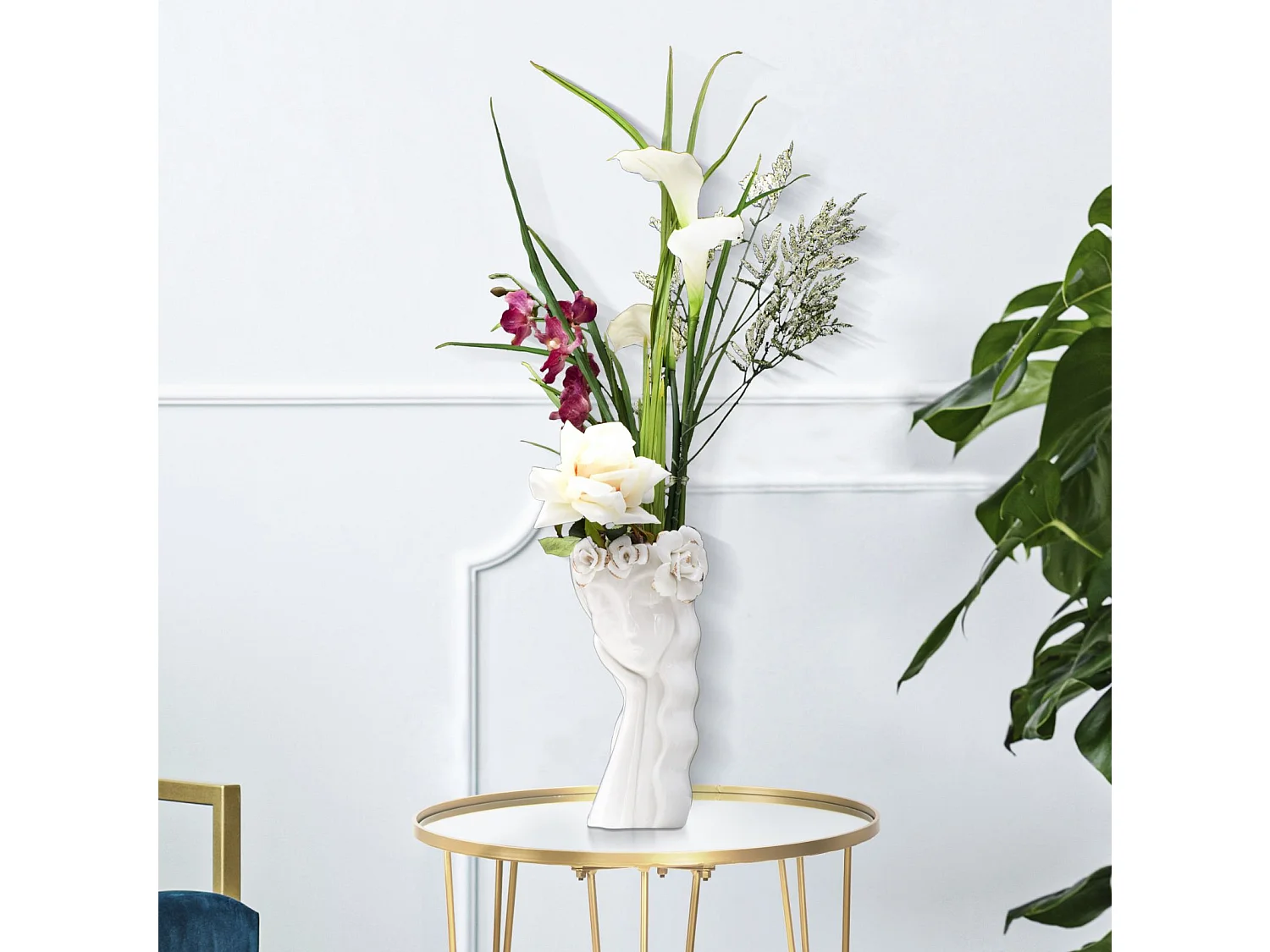 Witte porseleinen vaas 14,8x13x29 cm