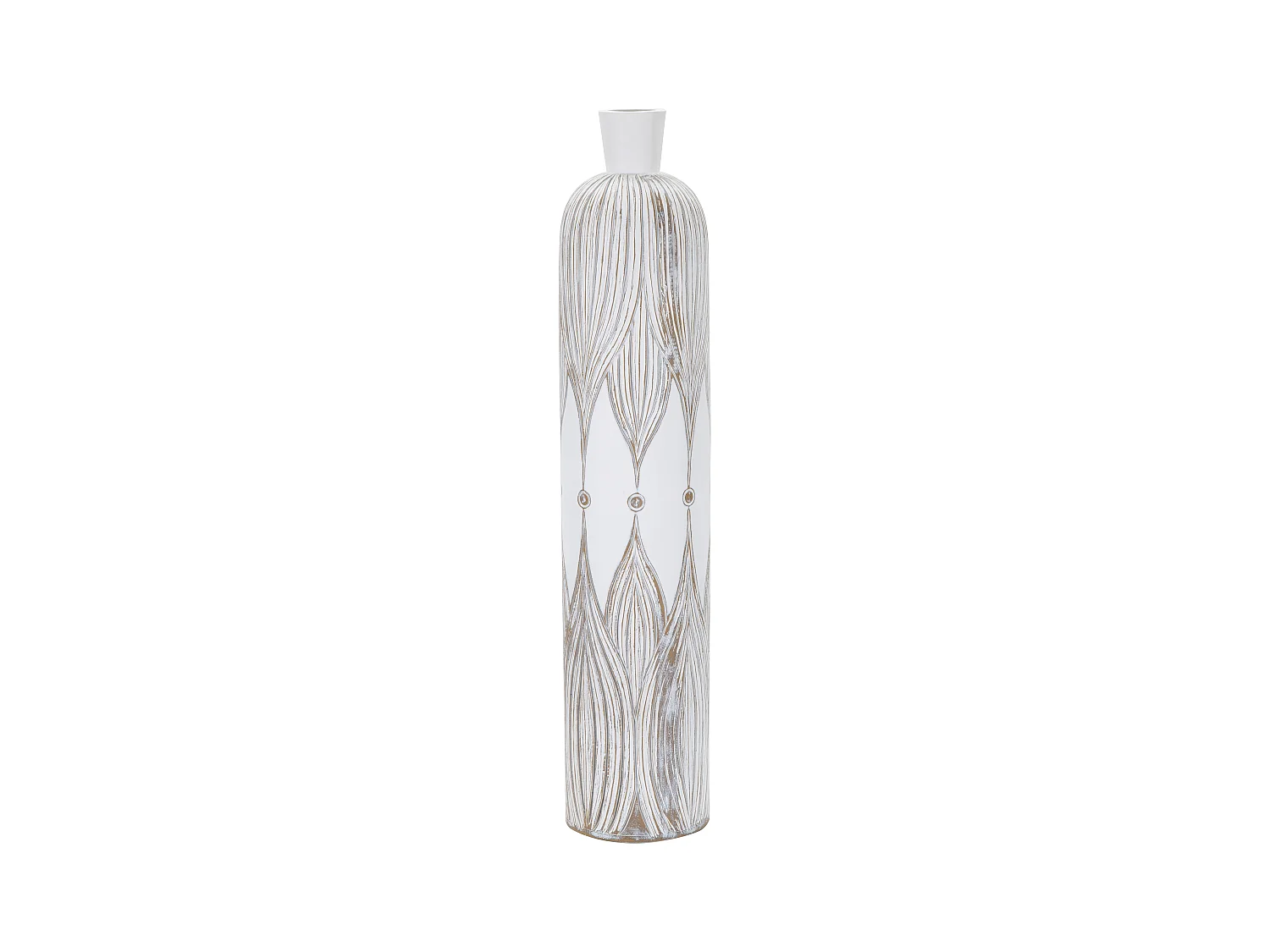 Vase en résine blanche à décors sculptés Ø 15,5x74 cm