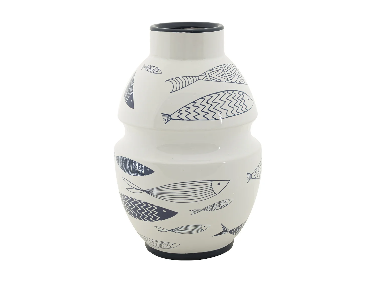 Vase Déco en Céramique "Poissons" 31cm Multicolore