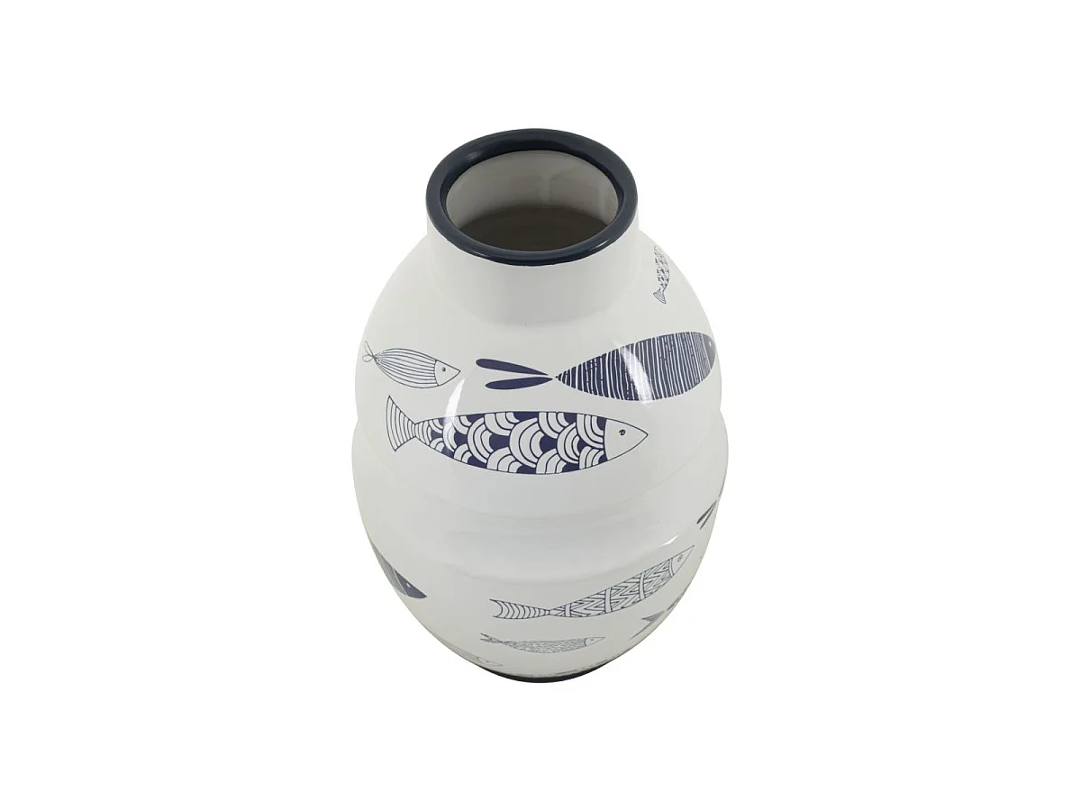 Vase Déco en Céramique "Poissons" 31cm Multicolore