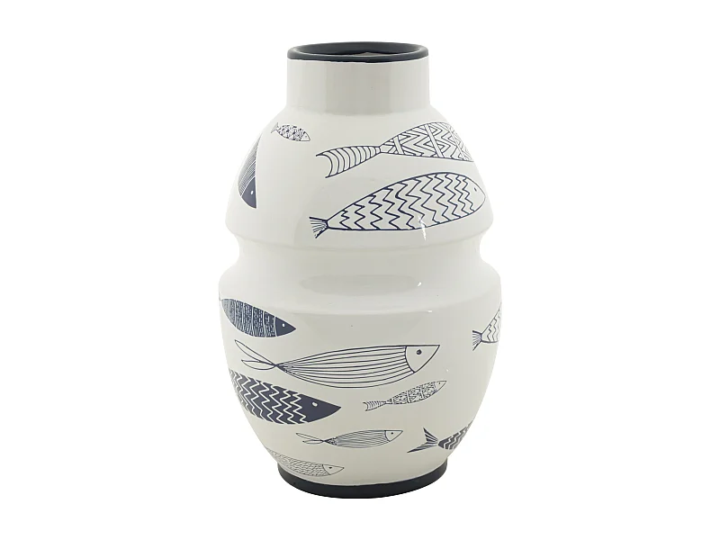 Vase Déco en Céramique "Poissons" 31cm Multicolore