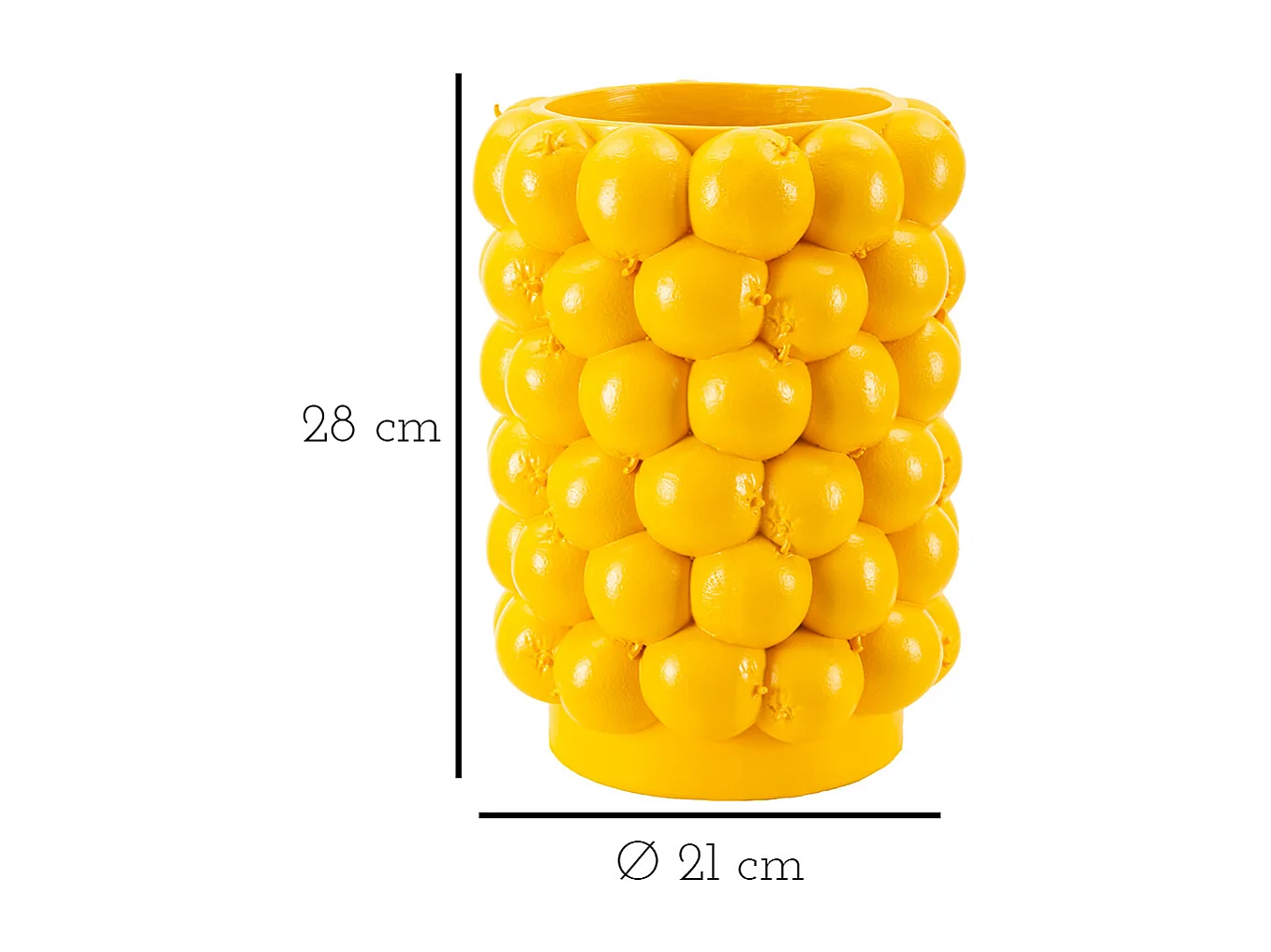 Vaso in resina giallo composto da limoni Ø cm 21x28