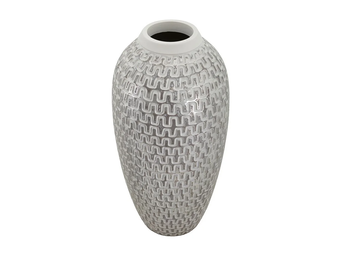 Vaso in resina grigio con decori geometrici Ø cm 21x43