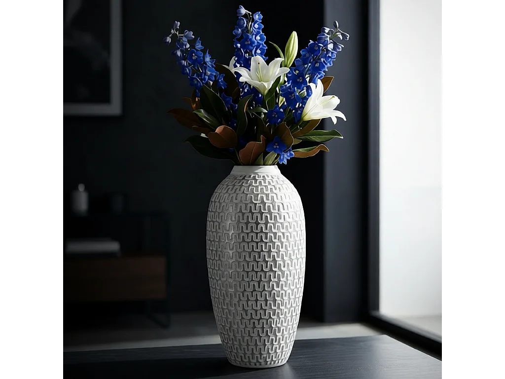 Vase Déco en Résine "Wave" 43cm Blanc
