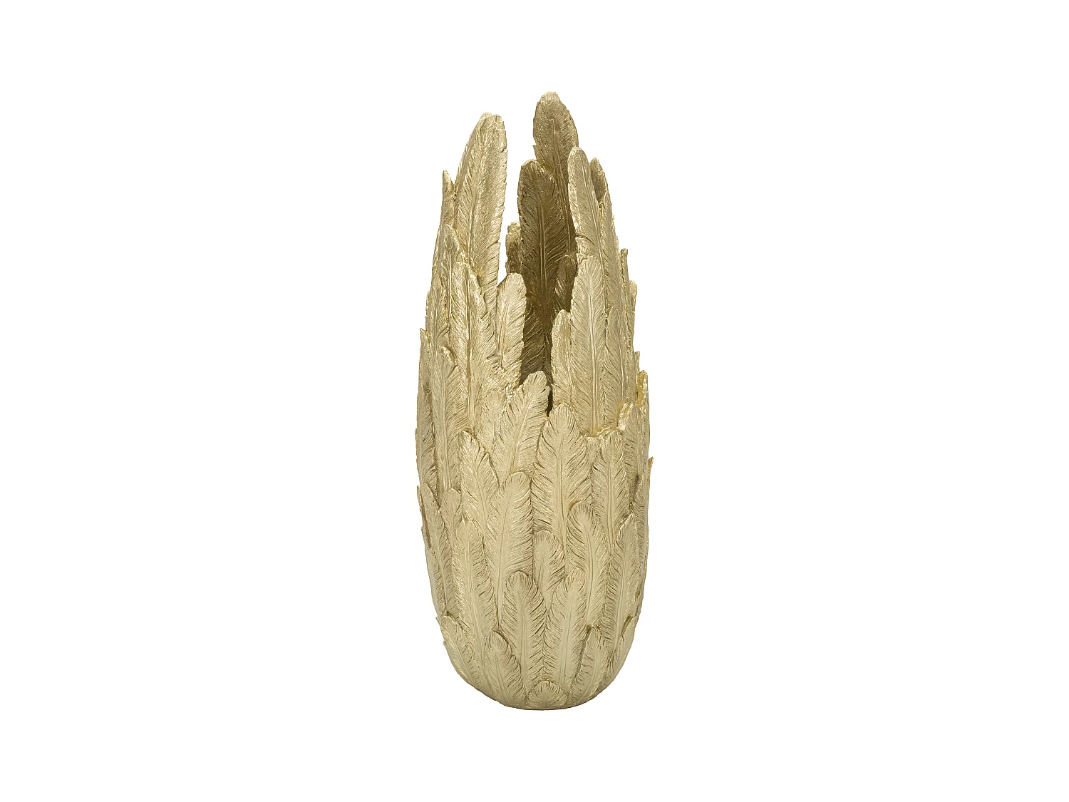Vase en résine dorée composé de plumes 32x34x80 cm