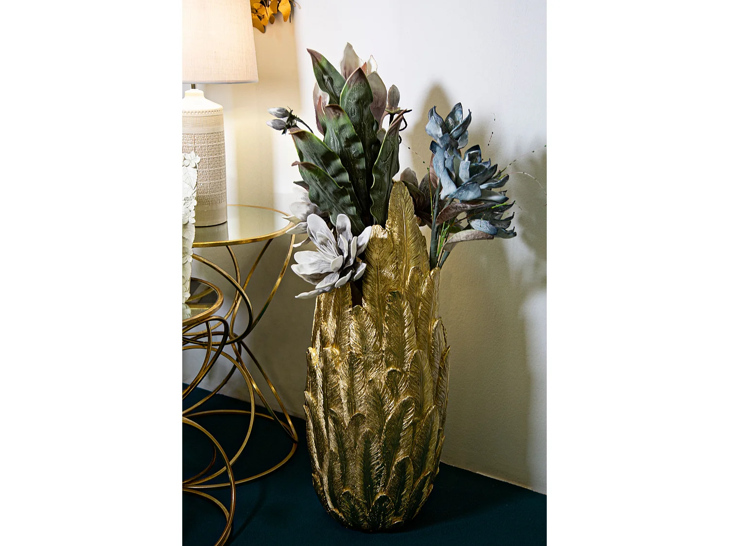 Vase Design Plumes "Feathers" 80cm Or