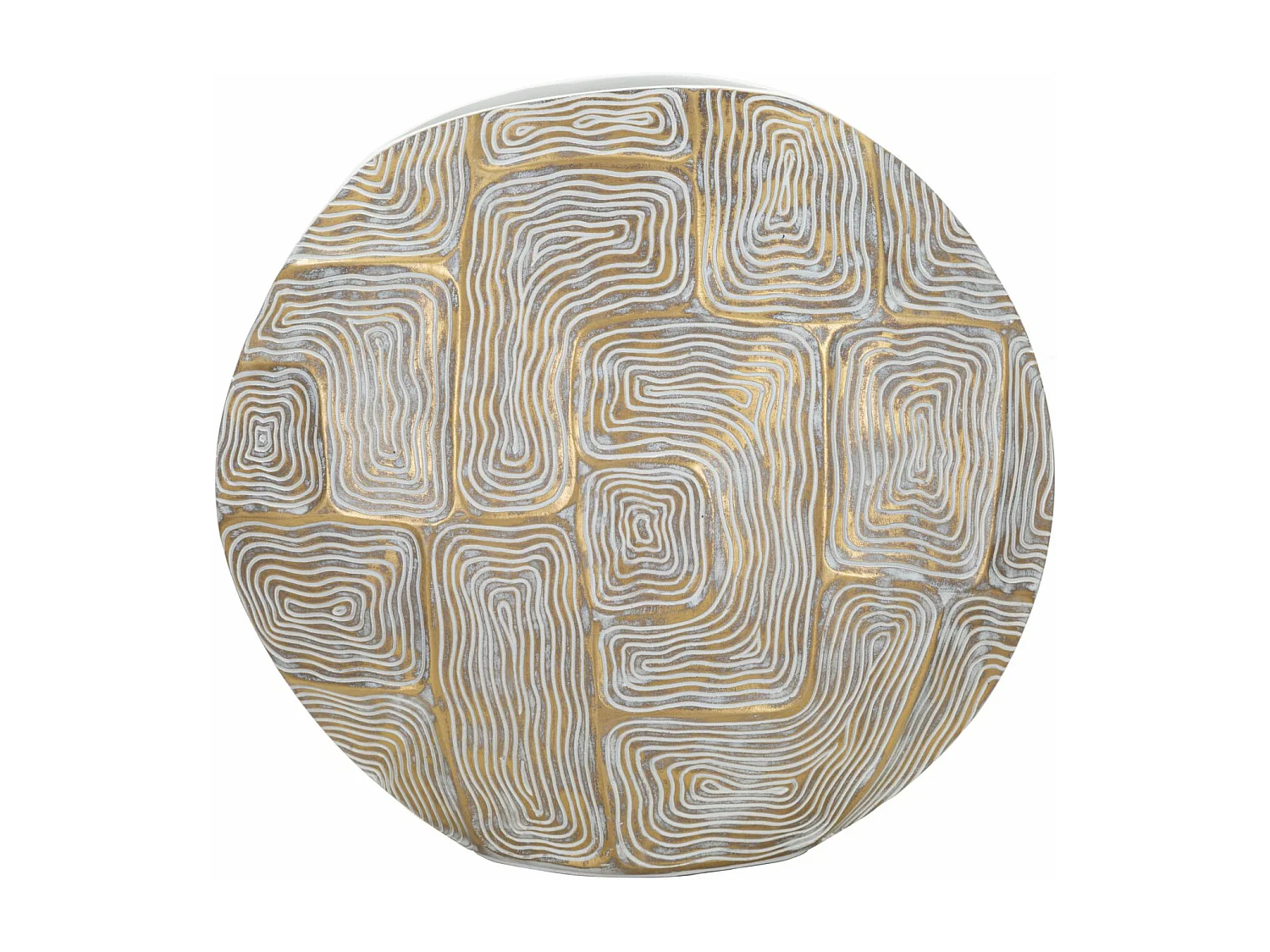 Vaso in resina dorato con linee astratte cm 36x11x34,5