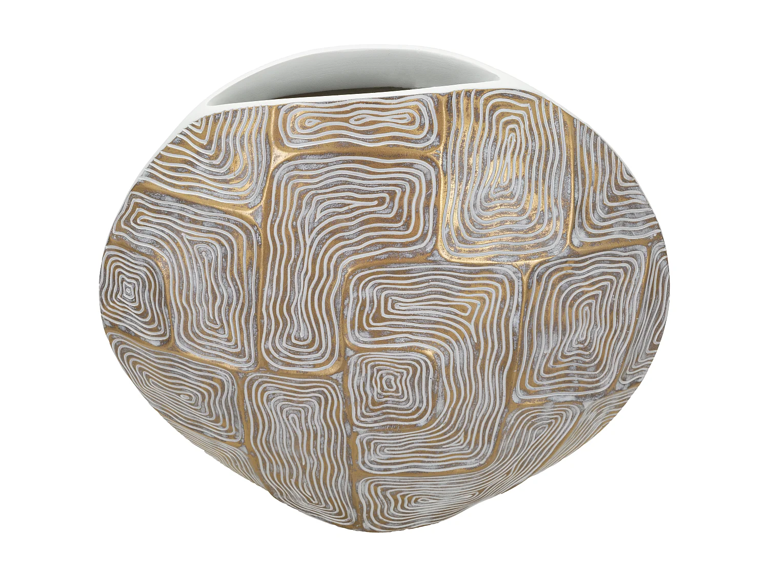 Vaso in resina dorato con linee astratte cm 36x11x34,5