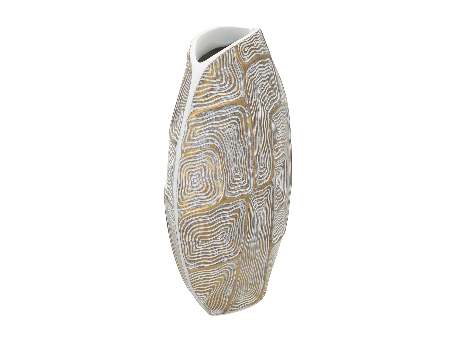 Vaso in resina dorato con linee astratte cm 36x11x34,5