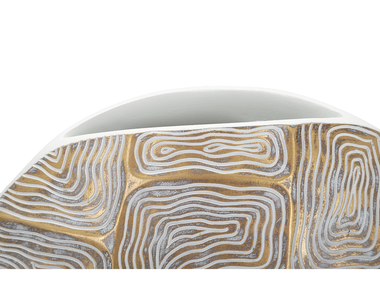 Vaso in resina dorato con linee astratte cm 36x11x34,5