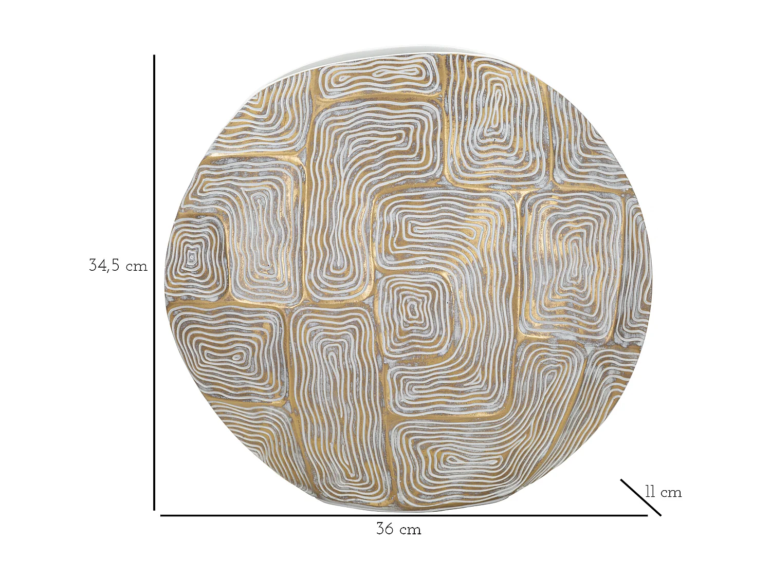 Vaso in resina dorato con linee astratte cm 36x11x34,5