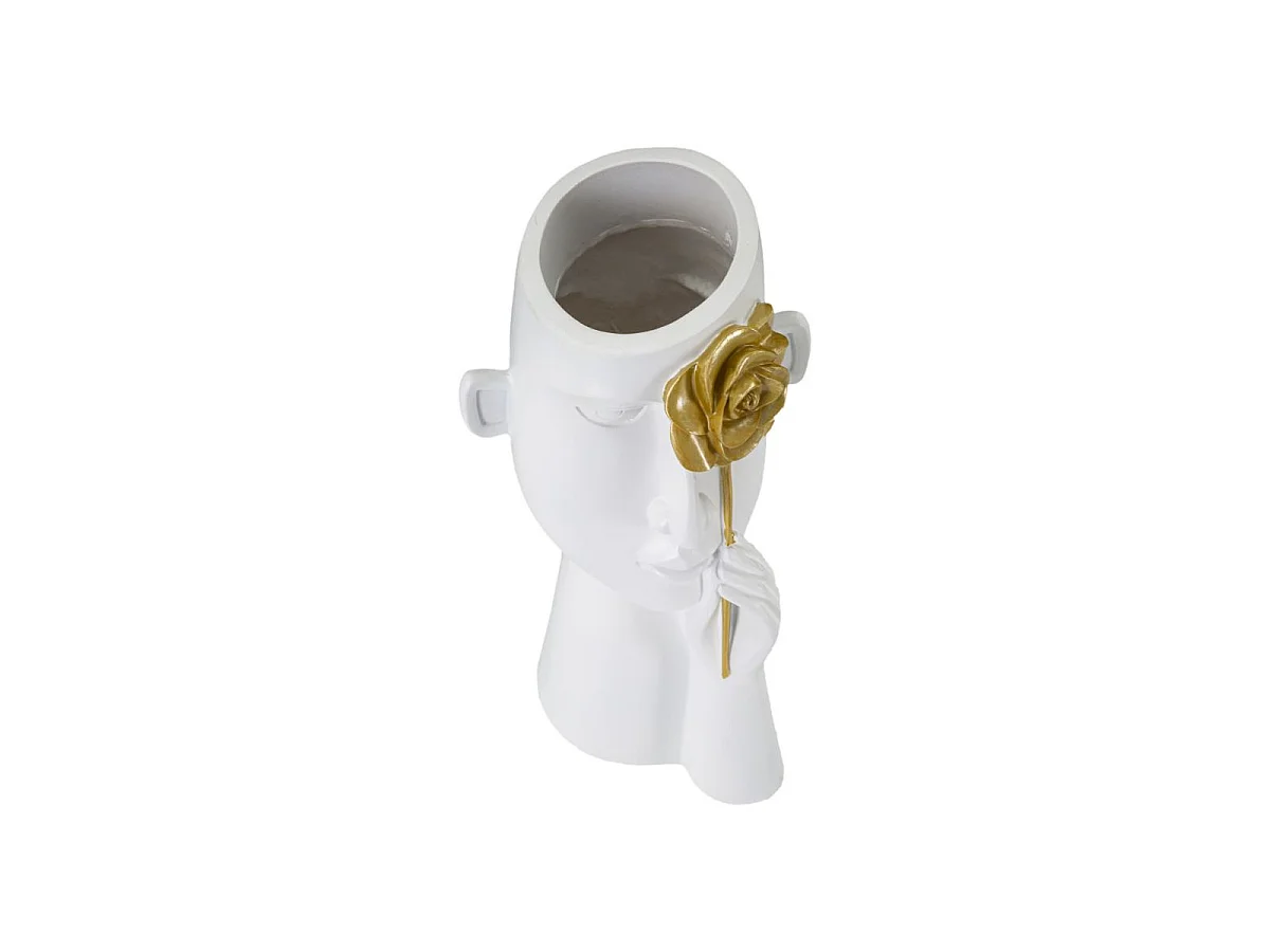 Vase Déco Visage en Résine "Fiore" 27cm Blanc