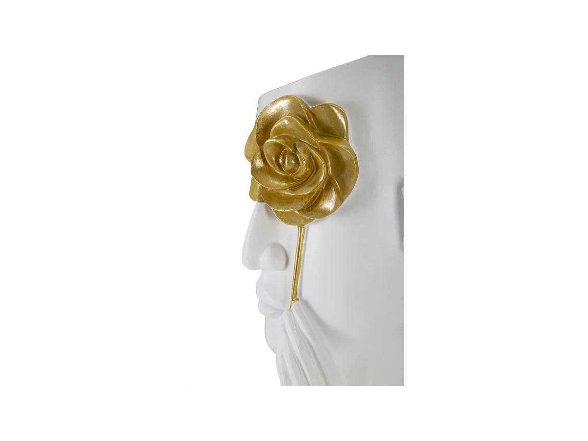 Vase Déco Visage en Résine "Fiore" 27cm Blanc