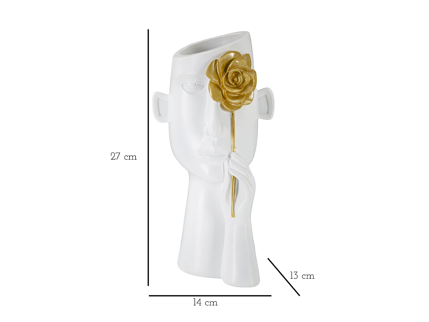 Vase Déco Visage en Résine "Fiore" 27cm Blanc