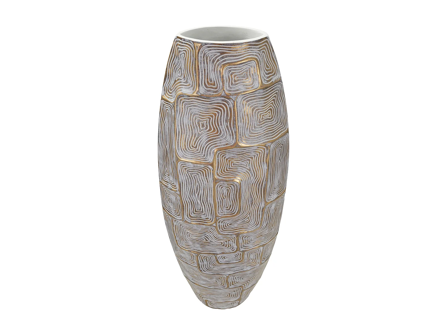 Vaso in resina dorato con linee astratte cm 25,5x12,5x69,5