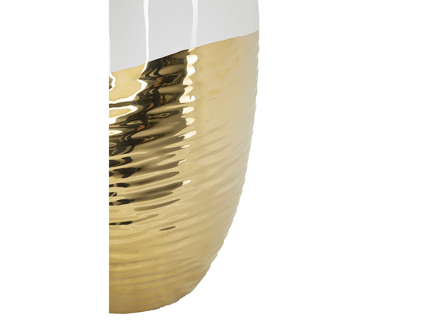 Vase Design en Céramique "Lux" 35cm Blanc & Or