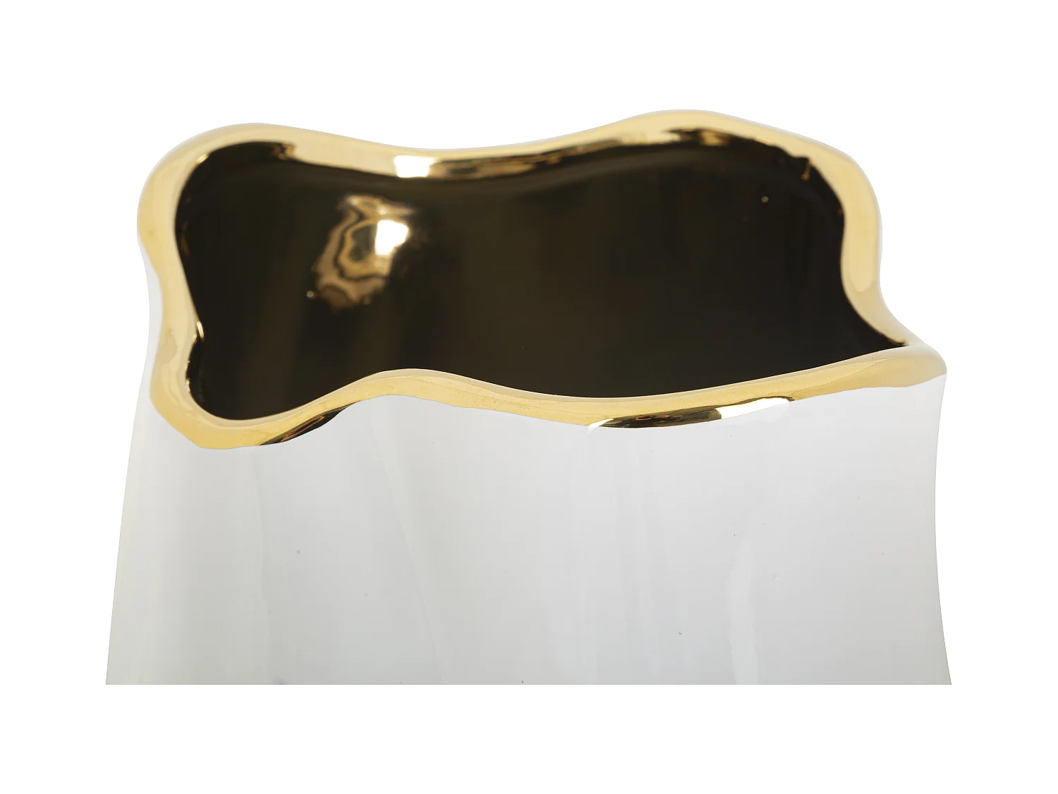 Vase Design en Céramique "Lux" 35cm Blanc & Or