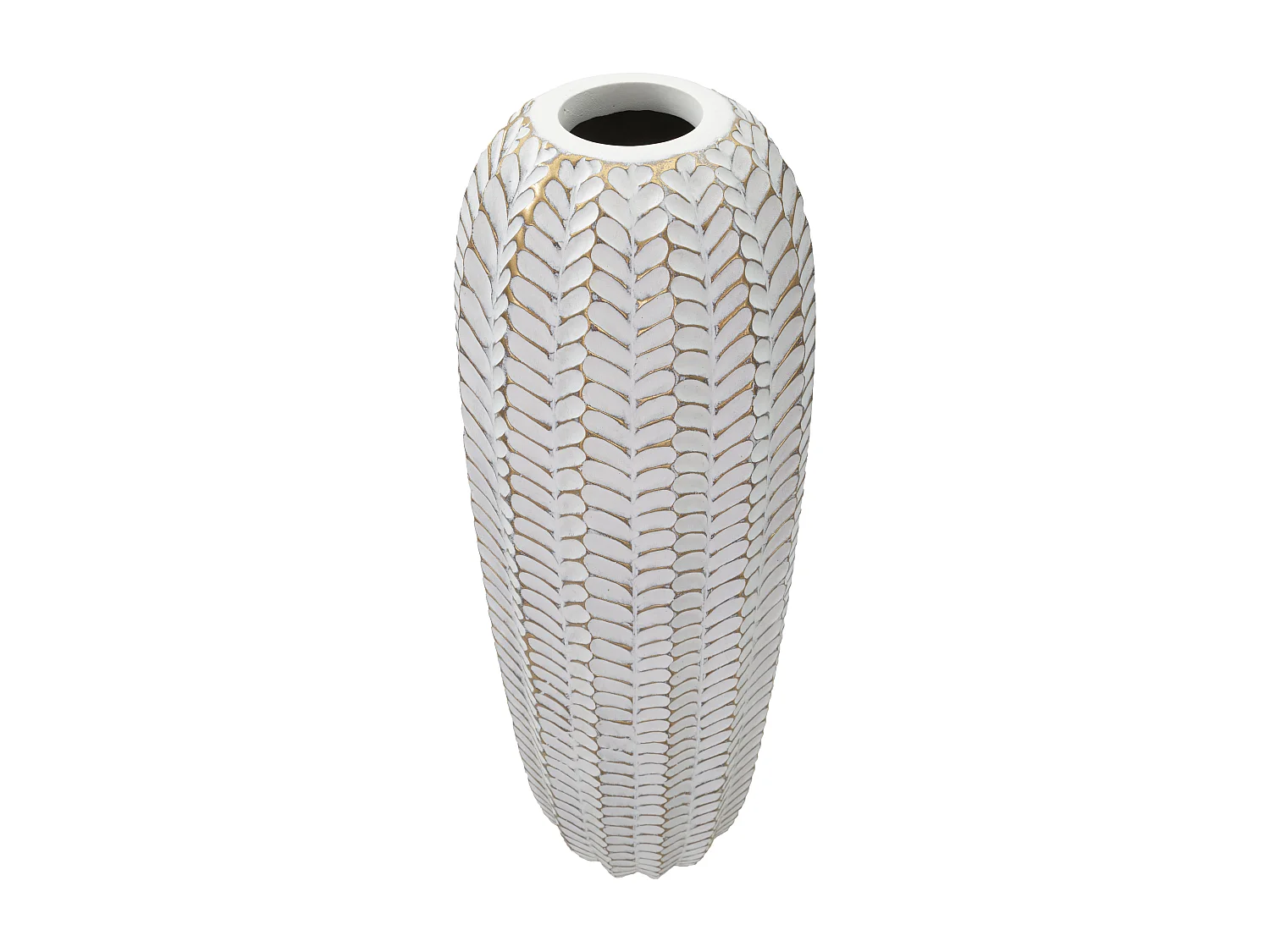 Vase Déco en Résine "Leaf" 67cm Blanc