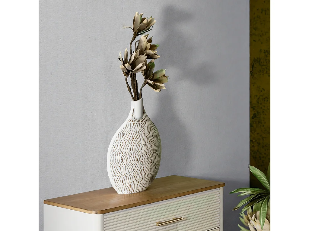 Vase Déco Abstrait "Nairobi" 46cm Blanc