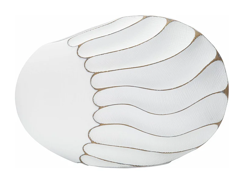 Vaso in resina bianco con decori in rilievo cm 34x11,5x24,5