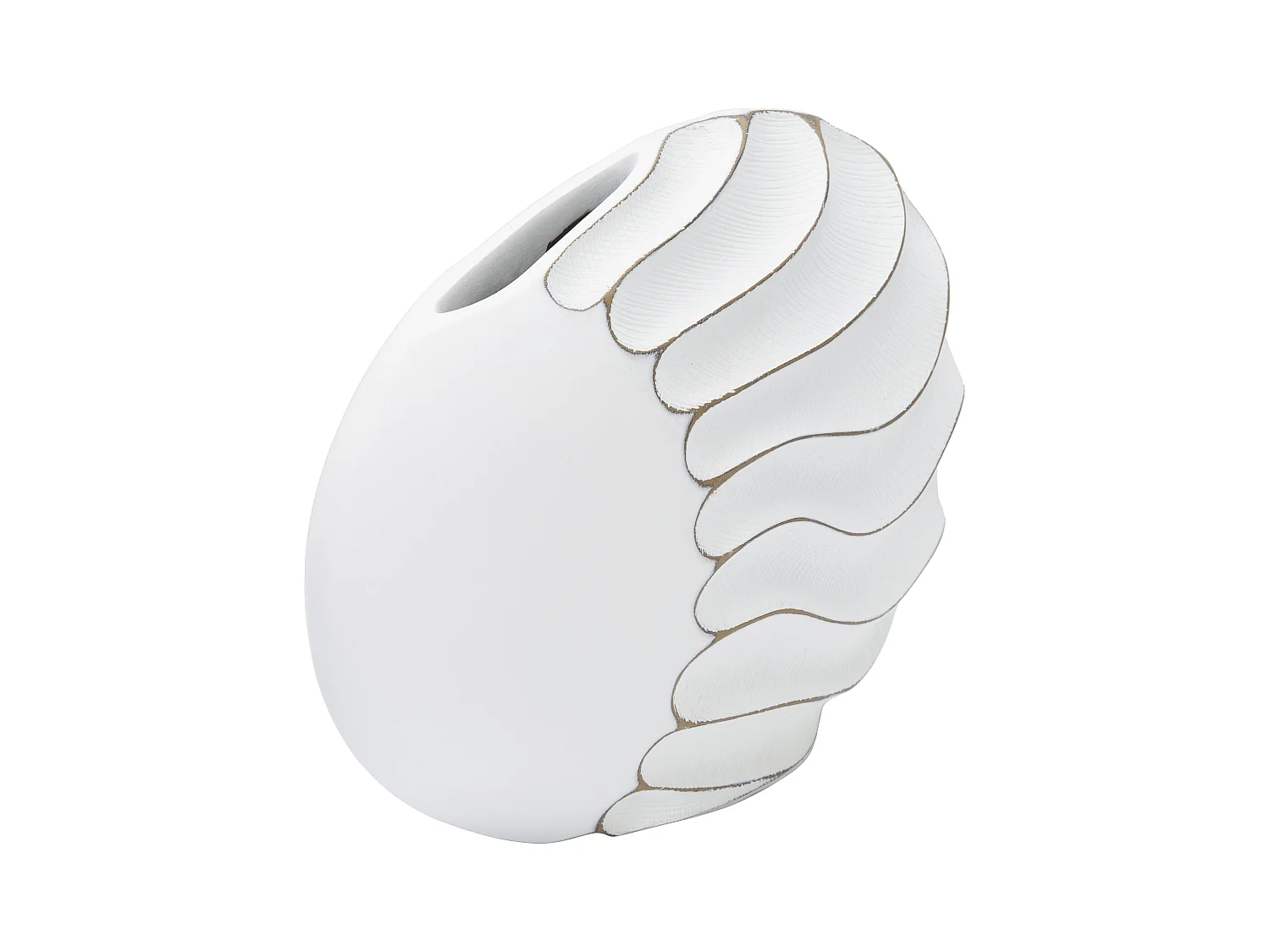 Vaso in resina bianco con decori in rilievo cm 34x11,5x24,5