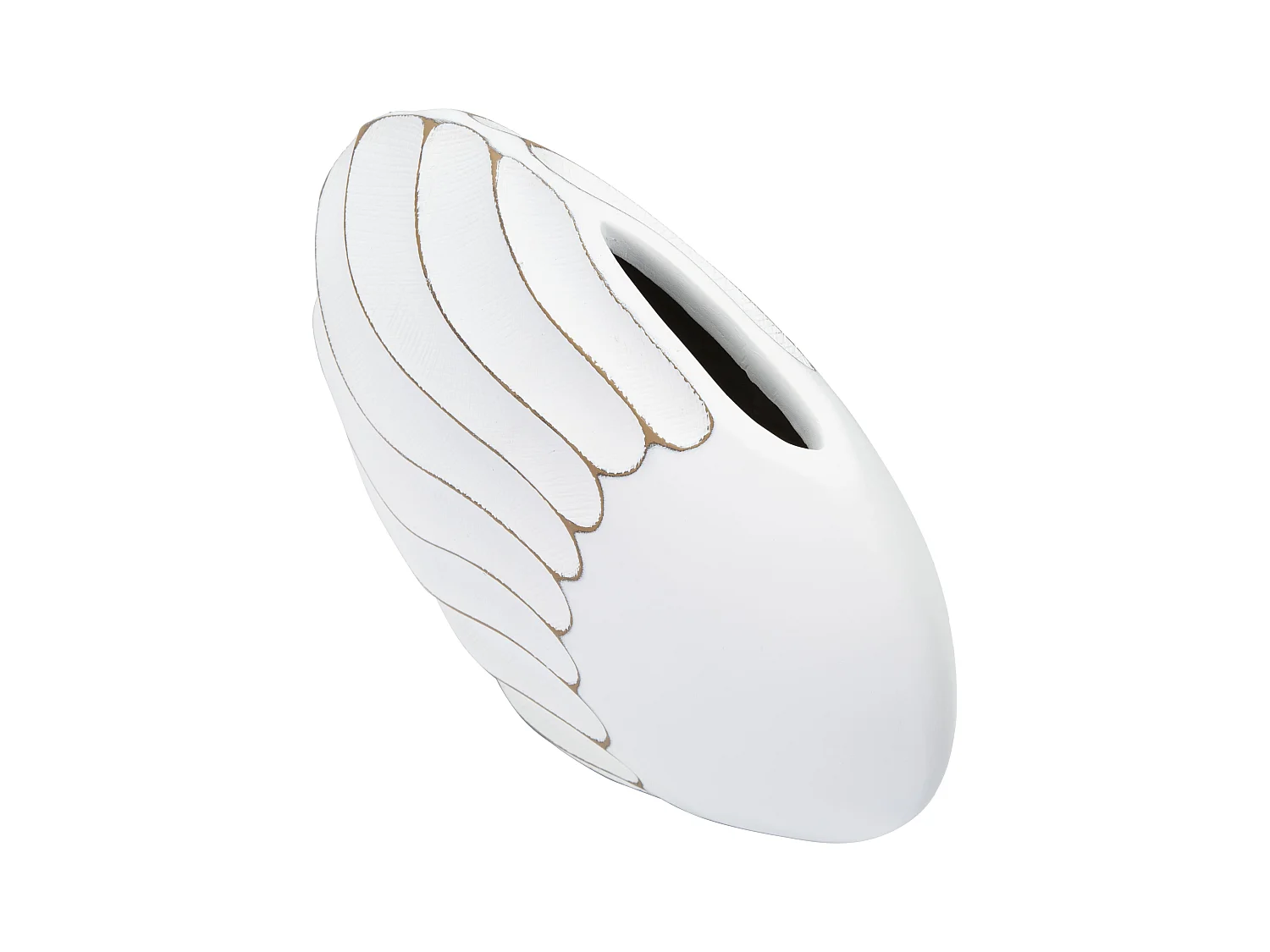 Vaso in resina bianco con decori in rilievo cm 34x11,5x24,5