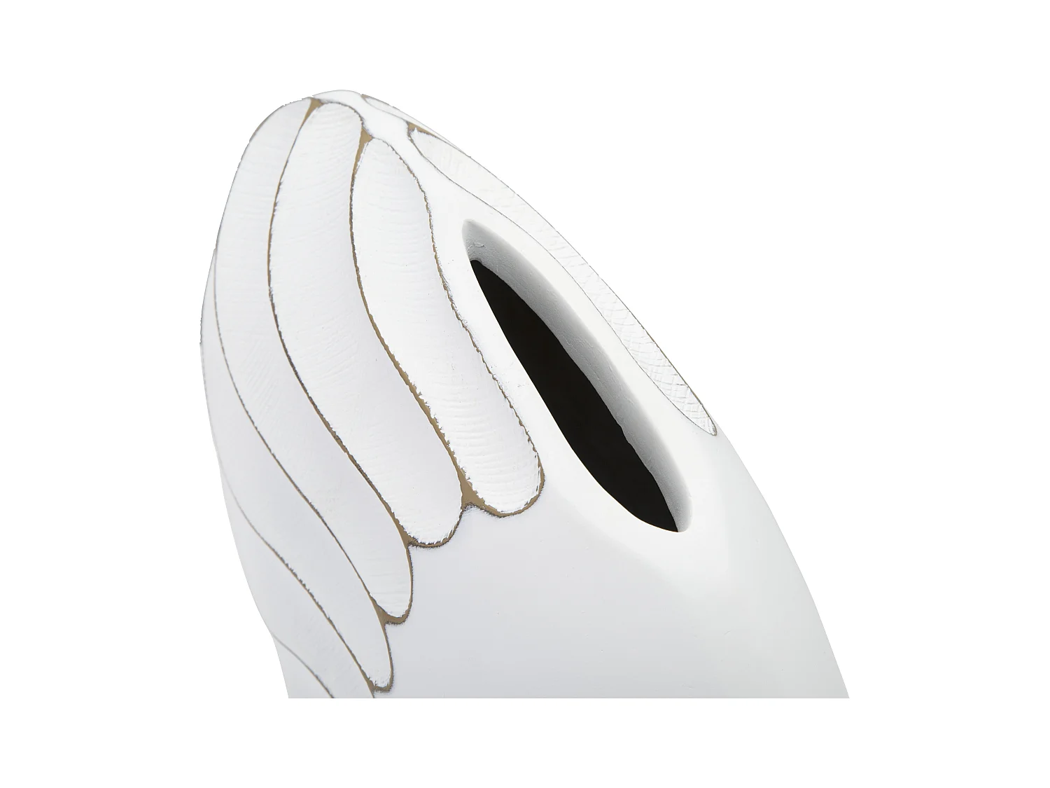 Vaso in resina bianco con decori in rilievo cm 34x11,5x24,5