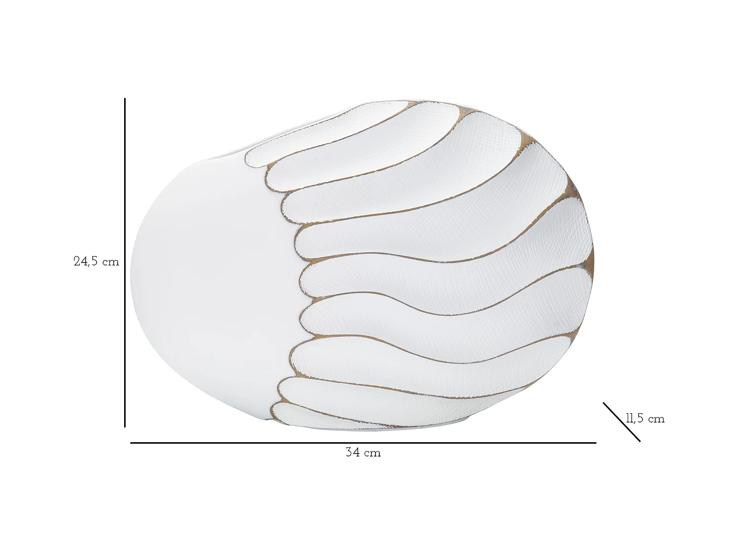 Vaso in resina bianco con decori in rilievo cm 34x11,5x24,5