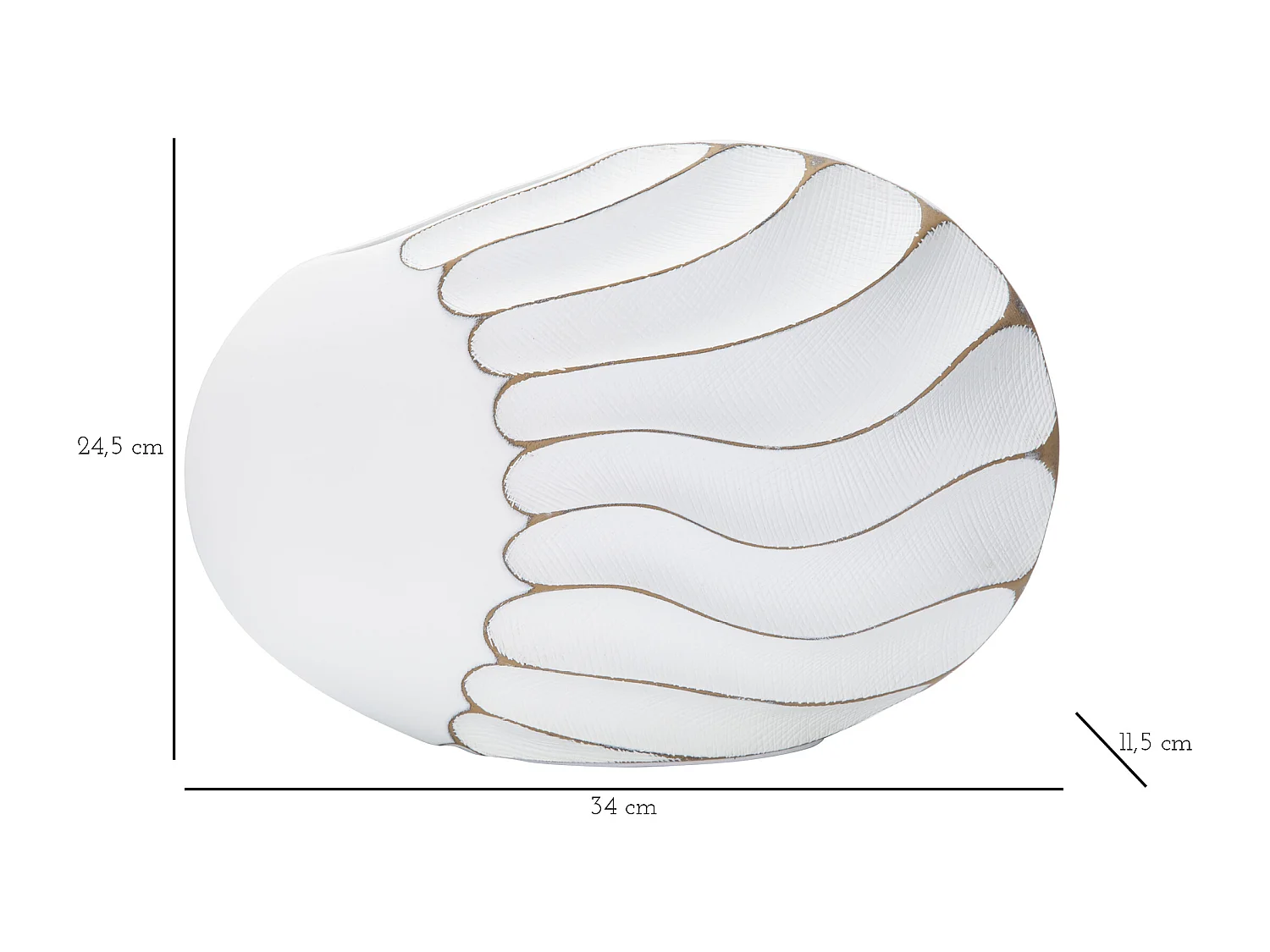 Vase Design en Relief "Lines" 34cm Blanc