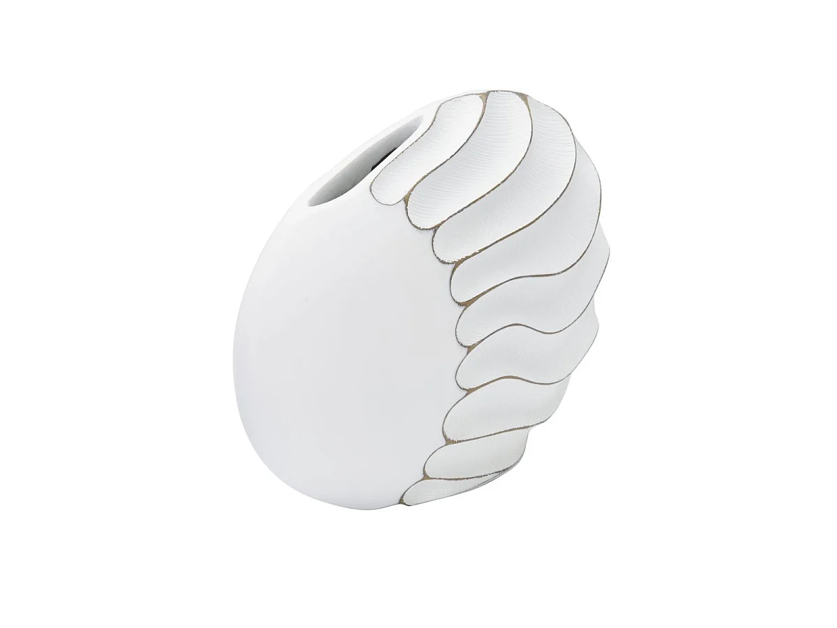 Vase Design en Relief "Lines" 34cm Blanc