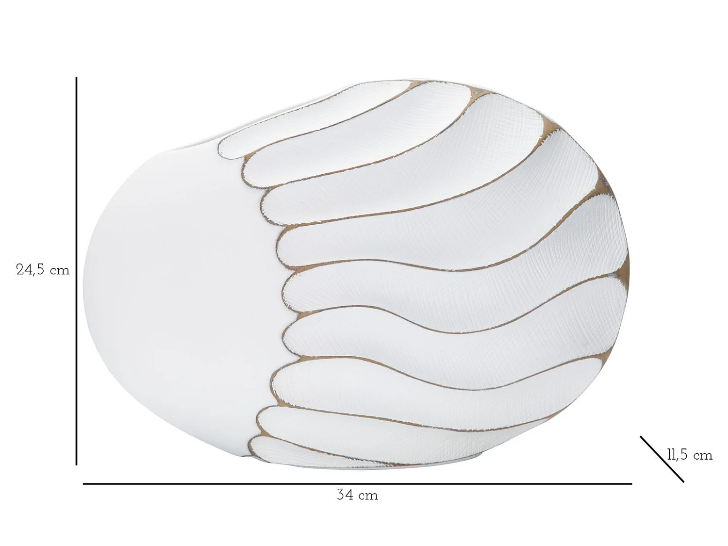 Vase Design en Relief "Lines" 34cm Blanc