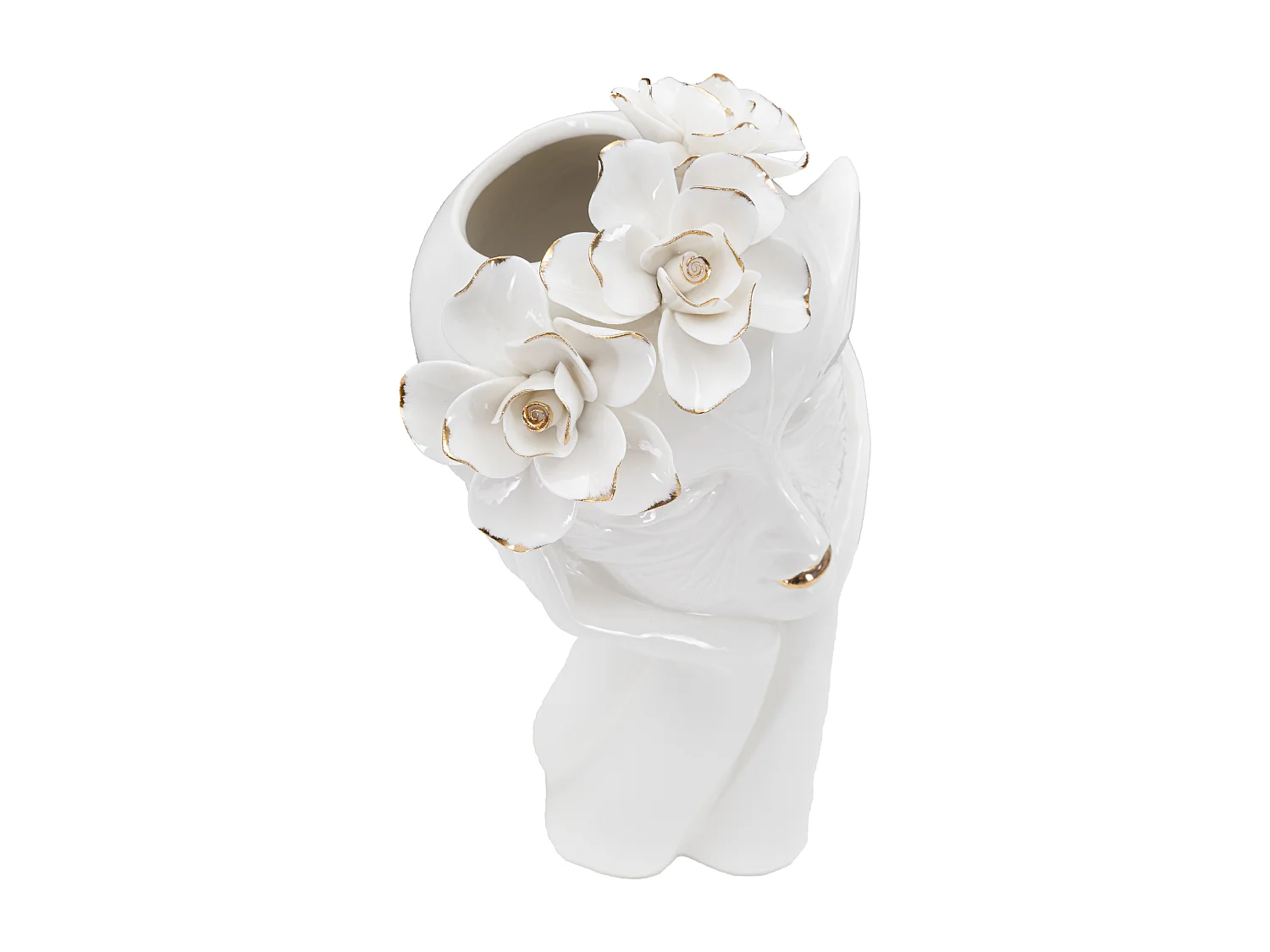 Vase Déco en Porcelaine "Woman Mask" 27cm Blanc