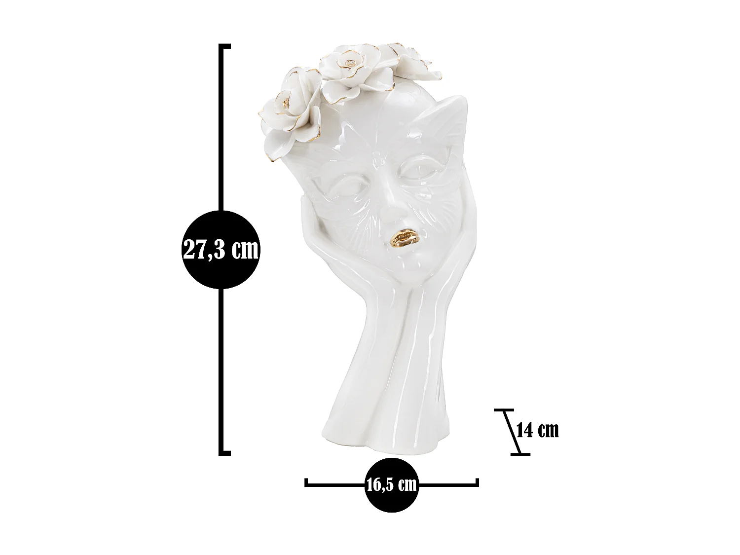 Vase Déco en Porcelaine "Woman Mask" 27cm Blanc