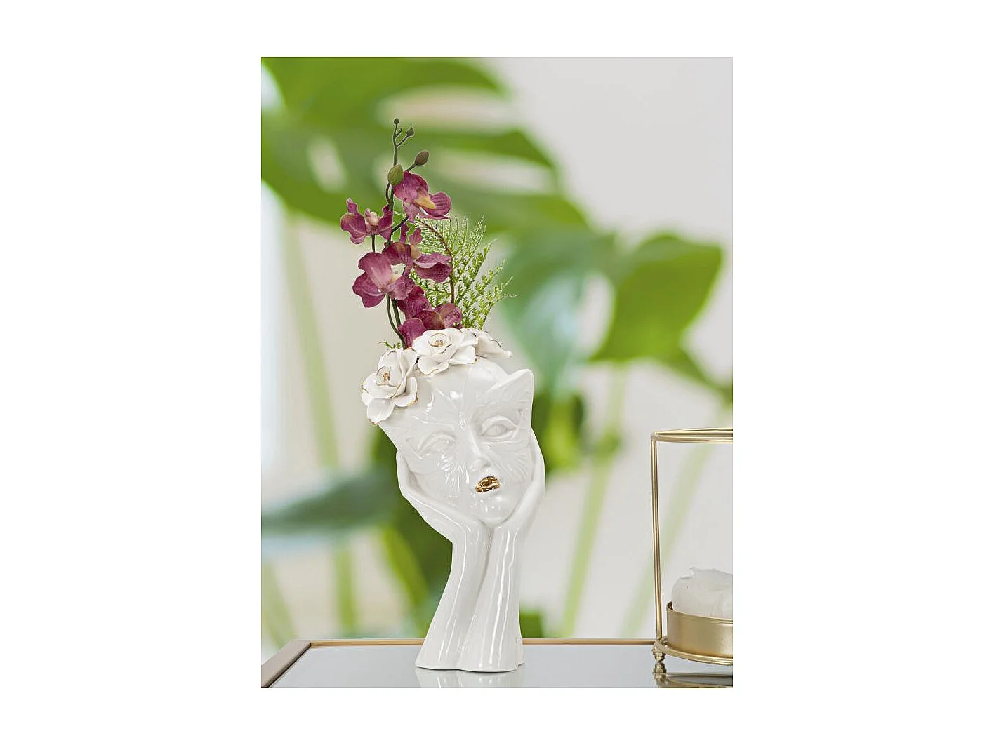 Witte porseleinen vaas 16,5x14x27,3 cm