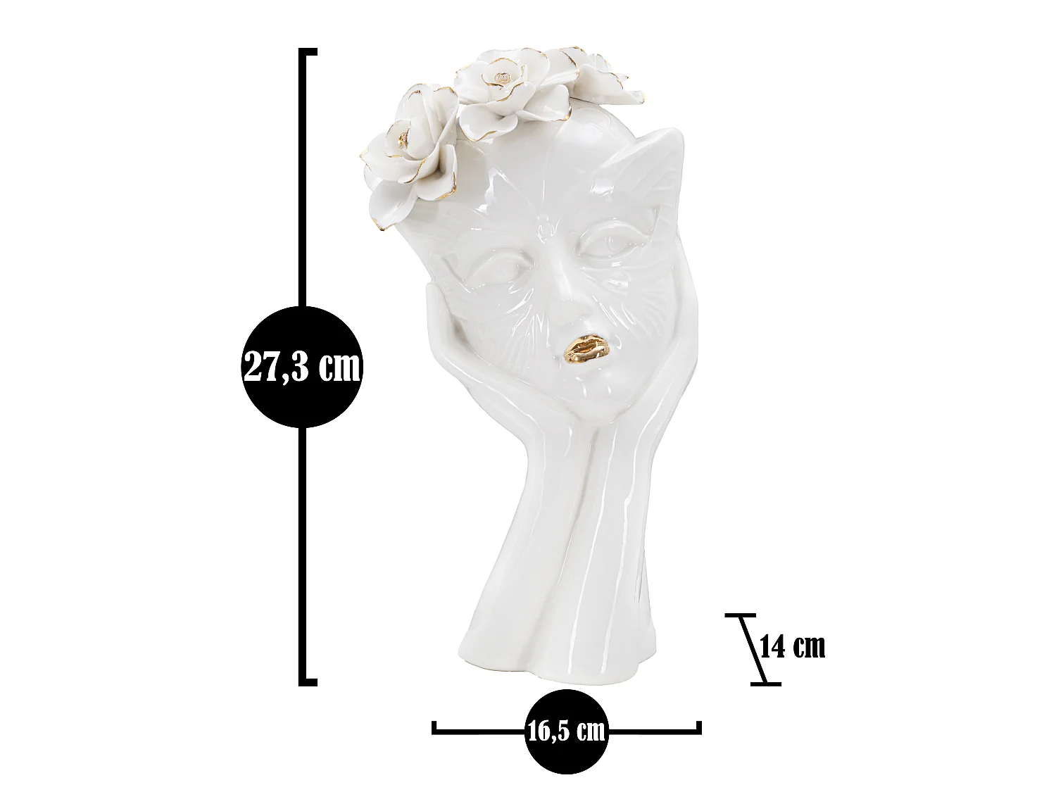 Vase Déco en Porcelaine "Woman Mask" 27cm Blanc