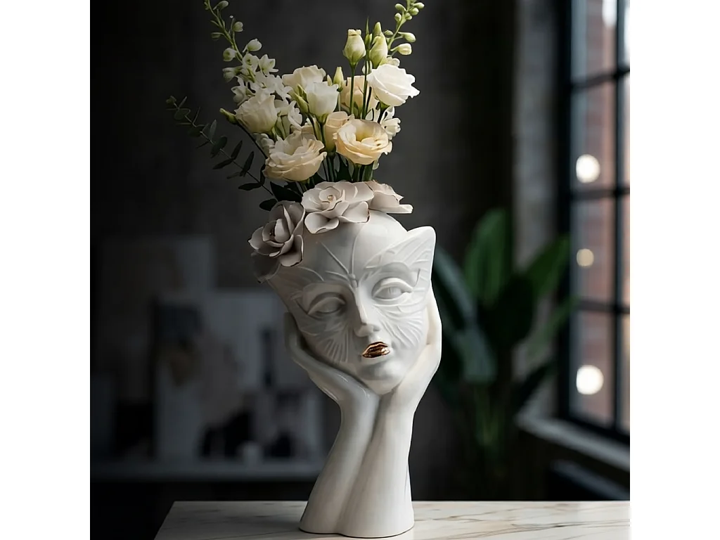 Vase aus Porzellan weiß 16,5x14x27,3 cm