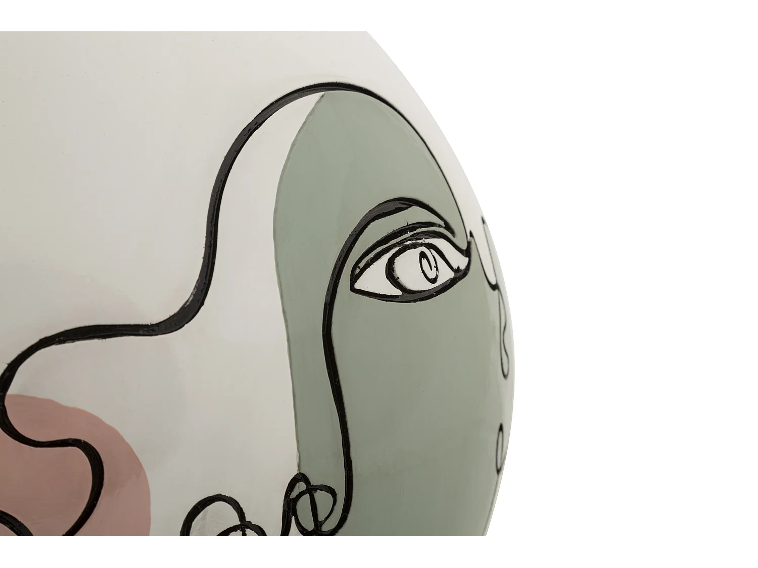 Vase en résine blanche face peinte Ø 25,5x22 cm