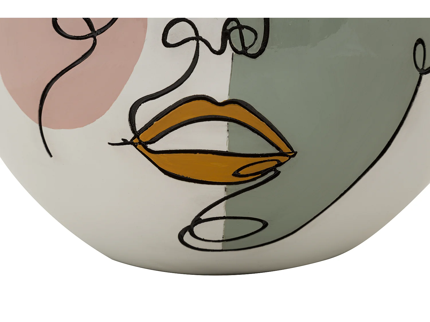 Vase en résine blanche face peinte Ø 25,5x22 cm