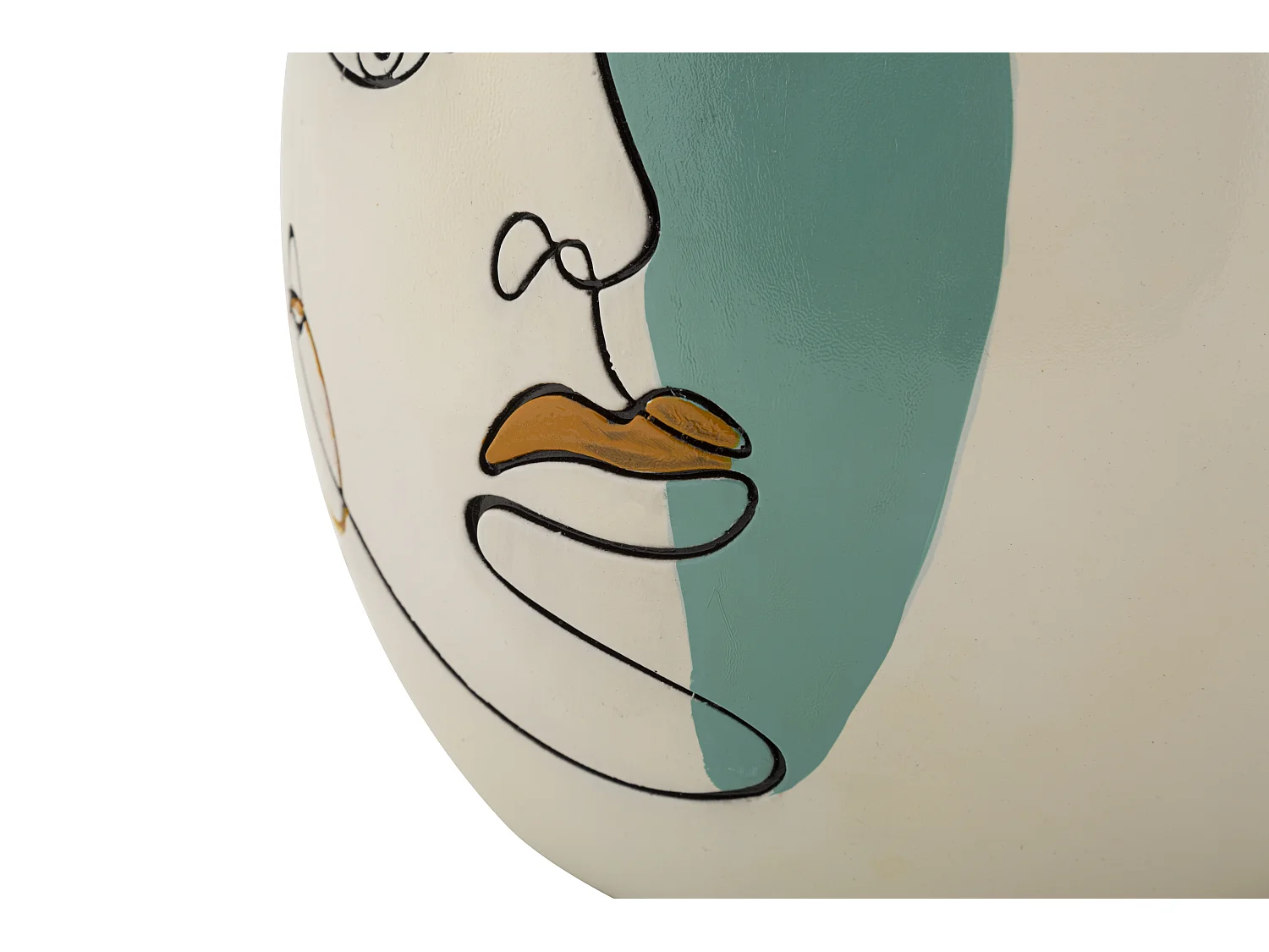 Vaso in resina bianco con volto dipinto Ø cm 22,5x29