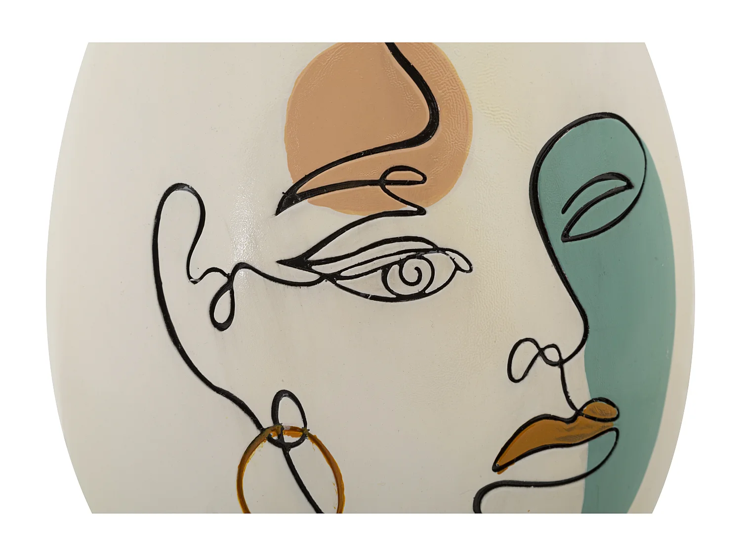 Vase en résine blanche face peinte Ø 22,5x29 cm