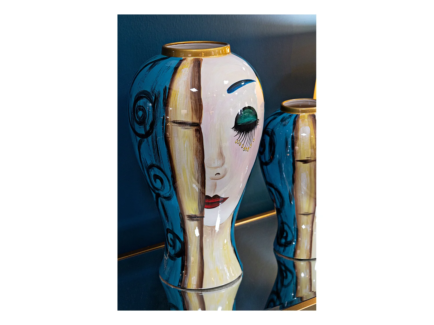 Vase Déco en Céramique "Art Face" 50cm Multicolore