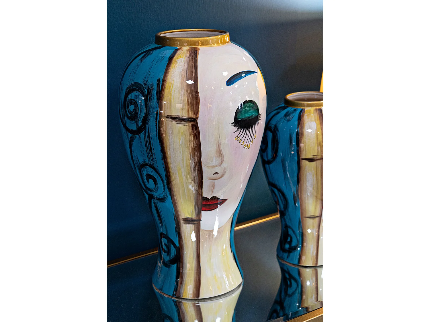 Vase Déco en Céramique "Art Face" 50cm Multicolore