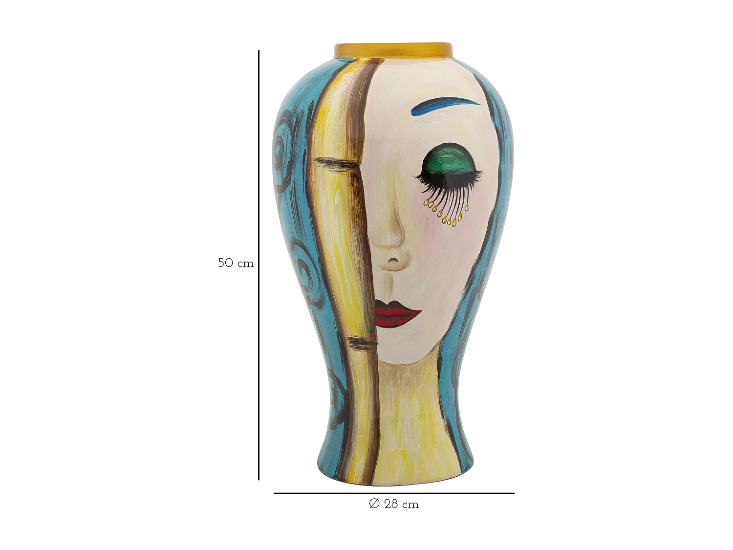 Vase Déco en Céramique "Art Face" 50cm Multicolore