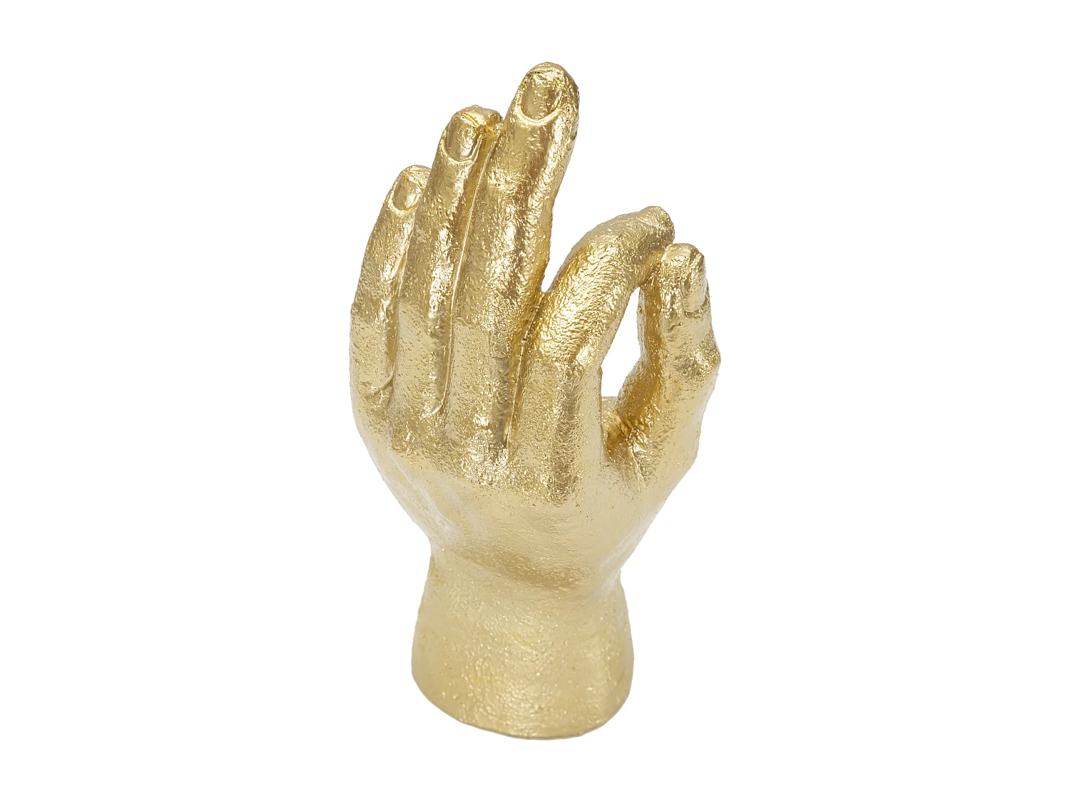 Statuetta a forma di mano in resina dorata cm 10x7x22,5