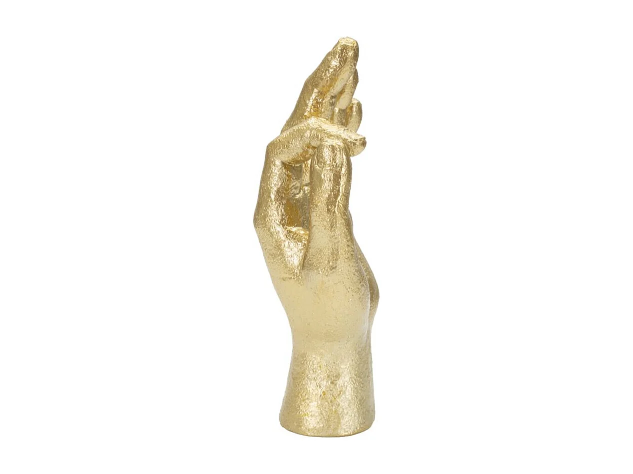 Statuetta a forma di mano in resina dorata cm 10x7x22,5