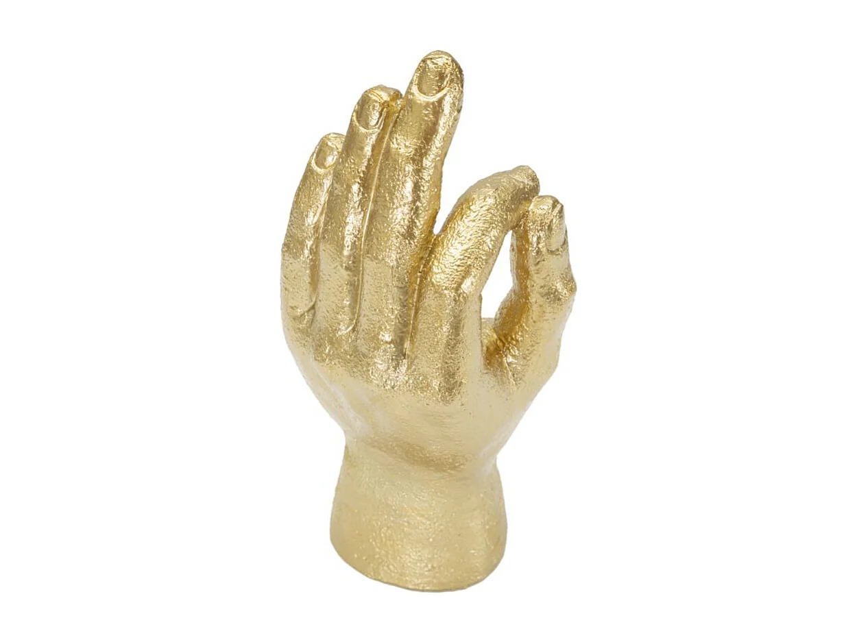 Statuetta a forma di mano in resina dorata cm 10x7x22,5