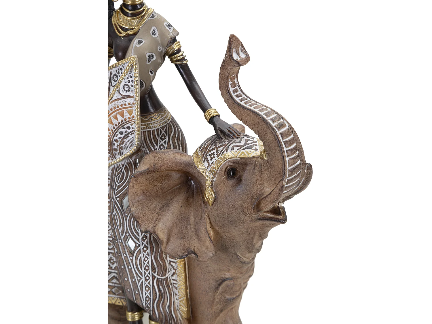 Statuette Déco Femme sur Éléphant "Tribal Masai" 32cm Multicolore